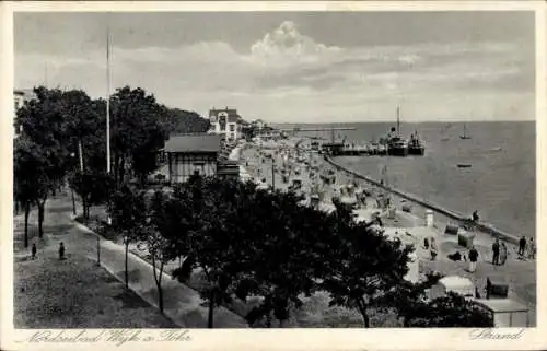 Ak Wyk auf Föhr Nordfriesland, Strand, Anleger, Schiffe, Panorama