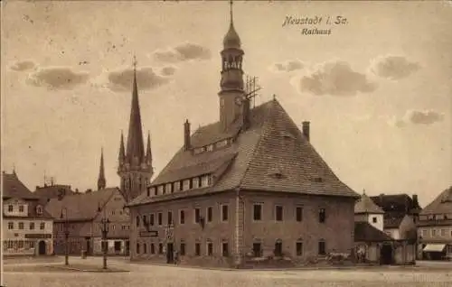 Ak Neustadt in Sachsen, Rathaus, Kirchturm