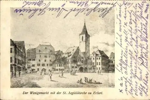 Künstler Ak Erfurt in Thüringen, Wenigemarkt mit der St. Aegidiikirche