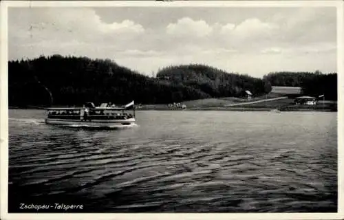 Ak Kriebstein Sachsen, Zschopau Talsperre, Schiff