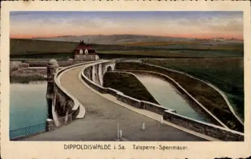 Ak Dippoldiswalde im Erzgebirge, Talsperre-Sperrmauer