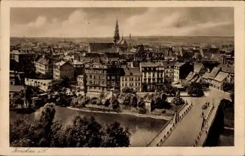 Ak Zwickau Sachsen, Teilansicht der Stadt mit Brücke