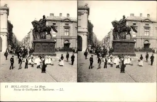 Stereo Ak Den Haag Südholland Niederlande, Denkmal Wilhelm der Schweiger, Willem I. von Oranien