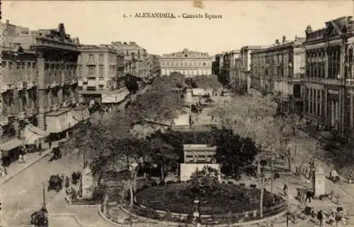 Ak Alexandria Ägypten, Konsulplatz