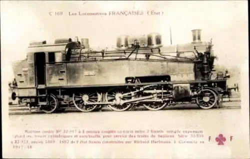 Ak Französische Eisenbahn, Etat, Dampflok No. 32.917, Tender