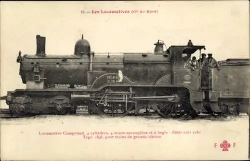 Ak Französische Eisenbahn, Nord, Dampflok Nr. 2.168