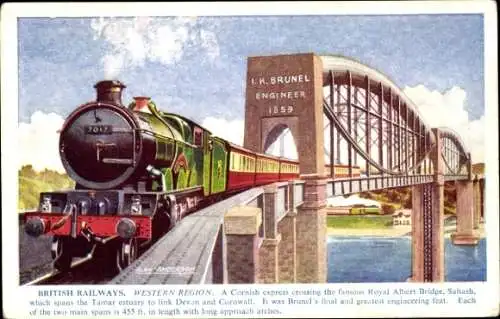 Künstler Ak Anderson, Alan, Saltash, Britische Eisenbahn, Cornish express, Royal Albert Bridge