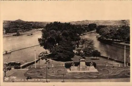 Ak Lüttich Lüttich Wallonien, Zusammenfluss von Maas und Ourthe