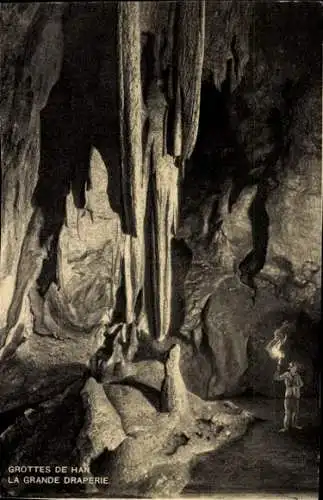 Ak-Höhle von Han Han sur Lesse Wallonien Namur, großes Gewand