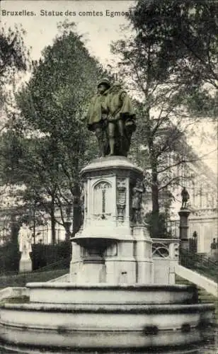 Ak Brüssel Brüssel, Statue der Grafen Egmont und Hornes