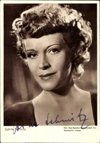 Ak Schauspielerin Sybille Schmitz, Portrait, Autogramm