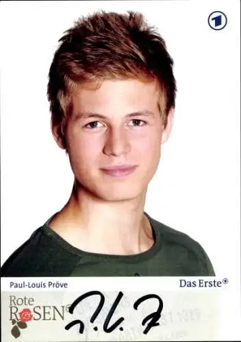 Ak Schauspieler Paul-Louis Pröve, Portrait, Serie Rote Rosen, Autogramm
