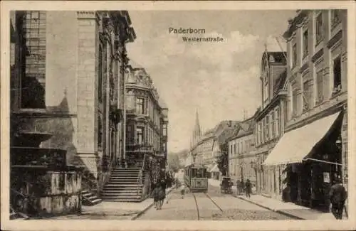 Ak Paderborn in Westfalen, Westernstraße, Straßenbahn