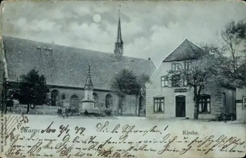 Mondschein Ak Marne in Holstein Dithmarschen, Kirche