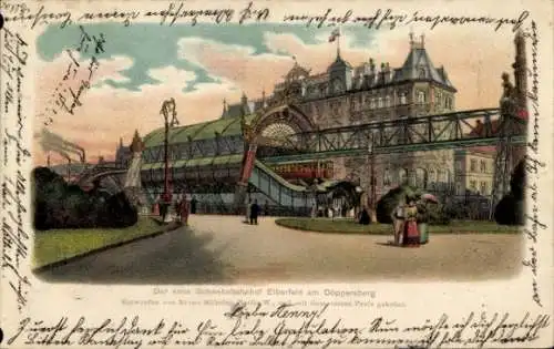 Litho Elberfeld Wuppertal, Schwebebahnhof Döppersberg, Schwebebahn