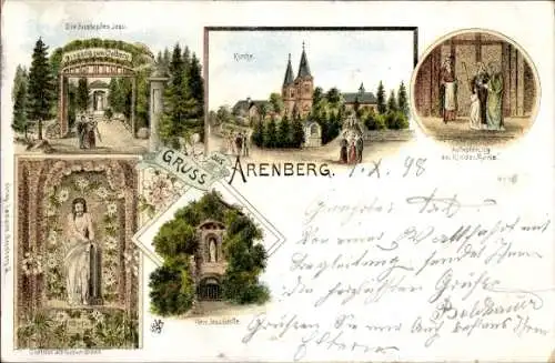 Litho Arenberg Koblenz in Rheinland Pfalz, Kirche, Herz Jesu Grotte, Oelberg