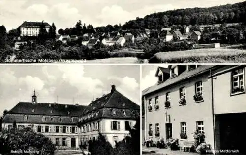 Ak Molsberg im Westerwald, Panorama, Schloss, Pension Metternich