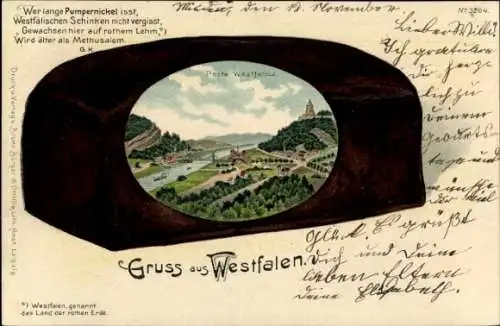 Passepartout Litho Porta Westfalica in Westfalen, Pumpernickel