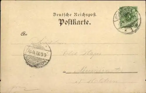 Litho Osnabrück in Niedersachsen, Justizgebäude und Kriegerdenkmal, Kaiserl. Post, Regierungsgebäude