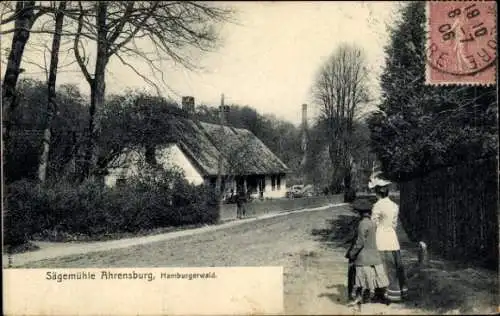 Ak Ahrensburg in Schleswig Holstein, Hamburger Wald, Sägemühle