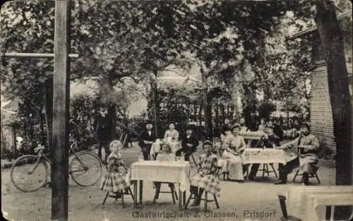 Ak Prisdorf in Schleswig Holstein, Gastwirtschaft J. Classen, Terrasse, Gäste