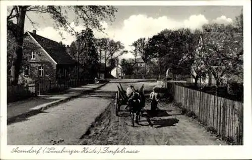 Ak Asendorf in der Nordheide, Dorfstraße, Pferdekarren