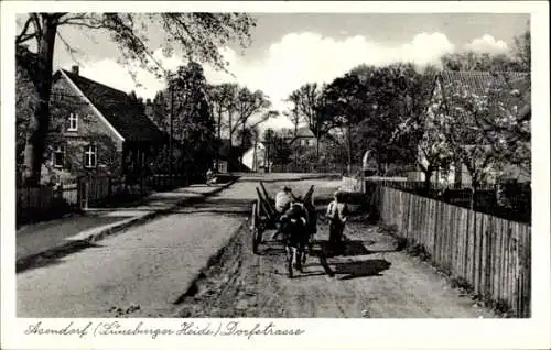 Ak Asendorf in der Nordheide, Dorfstraße, Pferdekarren