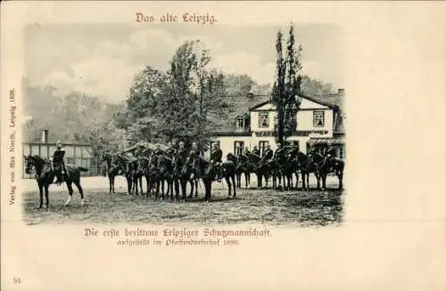 Ak Leipzig in Sachsen, erste berittene Leipziger Schutzmannschaft im Pfaffendorfer Hof 1890