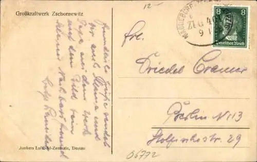 Ak Zschornewitz Gräfenhainichen Sachsen Anhalt, Fliegeraufnahme, Großkraftwerk