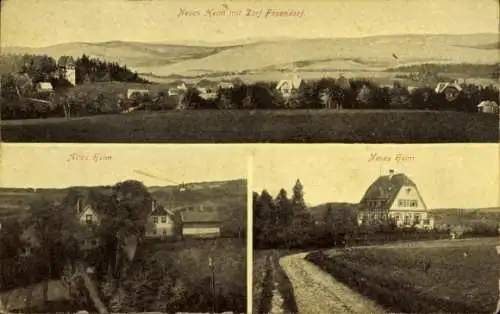 Ak Fasendorf Rosenbach Vogtland, Panorama, Neues Heim, Altes Heim