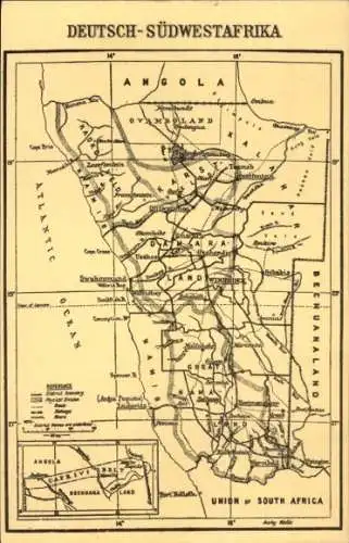 Landkarten Ak Deutsch-Südwestafrika, Kolonie, Damara-Land, Windhoek, Namibia