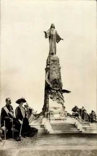 Foto Ak König Alfonso XIII. von Spanien, Prinzessin Maria Christina, Denkmal