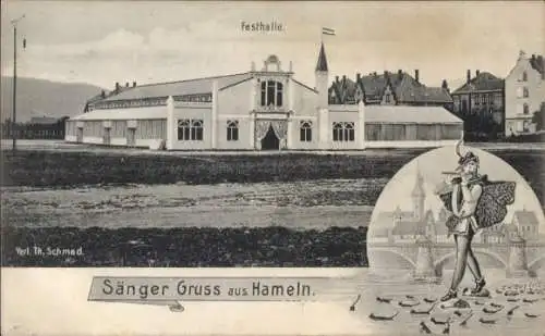 Ak Hameln in Niedersachsen, Festhalle, Rattenfänger von Hameln