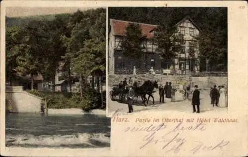 Ak Hasserode Wernigerode im Harz, Okerthal, Hotel Waldhaus, Kutsche