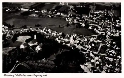 Ak Mainburg in Niederbayern, Totalansicht, Kirche, Fliegeraufnahme