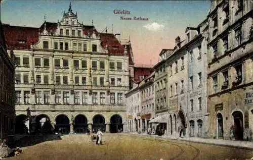 Ak Görlitz in der Lausitz, Partie am Neuen Rathaus