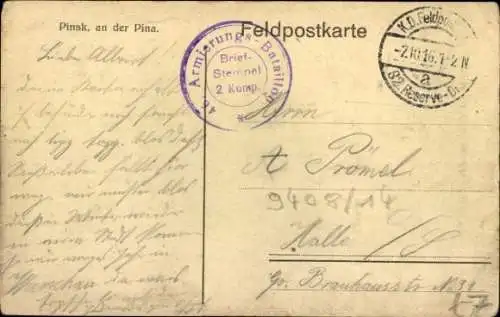 Künstler Ak Pinsk Weißrussland, Ortspartie 1915