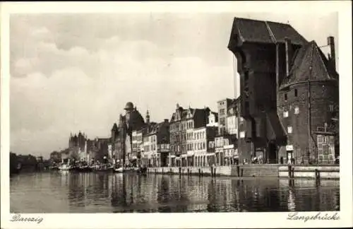 Ak Gdańsk Danzig, Langebrücke, Krantor