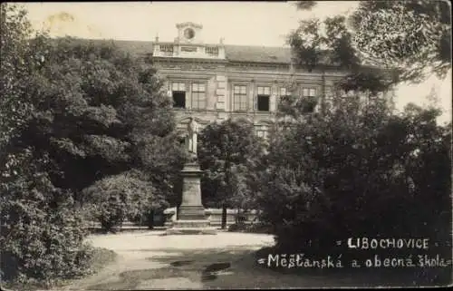 Ak Libochovice Libochowitz Region Aussig, Mestanska a obecna skola