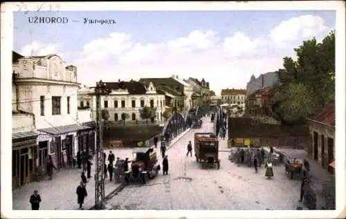 Ak Uschgorod Uschhorod Ukraine, Straßenpartie, Brücke