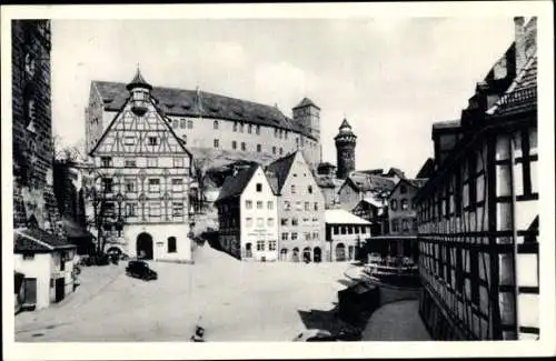 Ak Nürnberg in Mittelfranken, Burg, Fachwerkhäuser