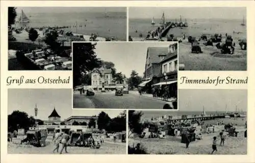 Ak Ostseebad Timmendorfer Strand, Teilansichten, Strand, Straßenpartie