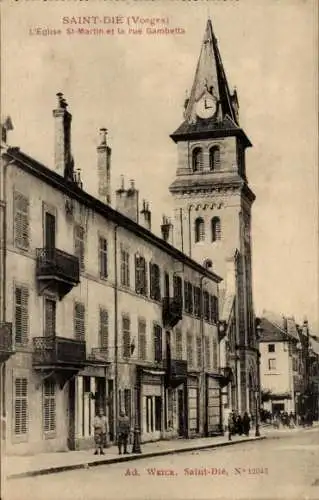 Ak Saint Dié des Vosges, St-Martin-Kirche und Rux Gambetta