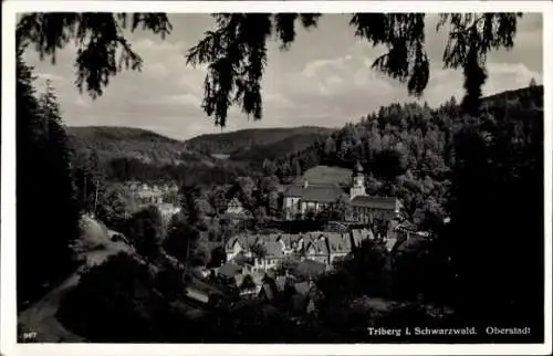 Ak Triberg im Schwarzwald, Durchblick zum Ort mit Umgebung