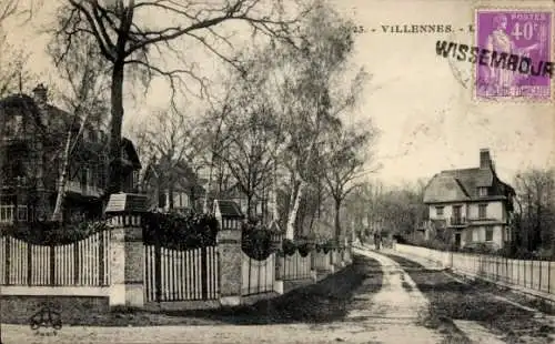 Ak Villennes sur Seine Medan Yvelines, Teilansicht, Straße