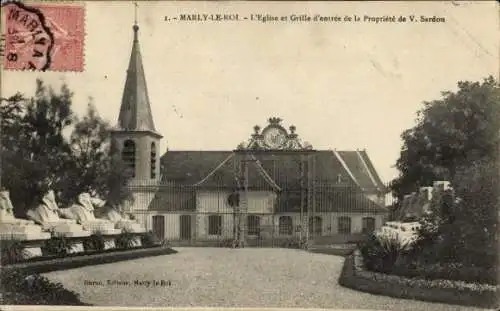 Ak Marly le Roi Yvelines, Eigentum von Herrn Victorien Sardou, Kirche