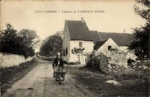 Ak Faremoutiers Seine et Marne, Coulommes, Chemin