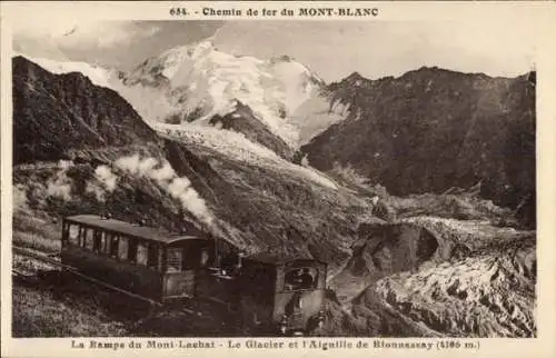 Ak Chamonix Mont Blanc Haute Savoie, La Rampe du Mont Lachat, Le Glacier et l'Aiguille de Blonnassay