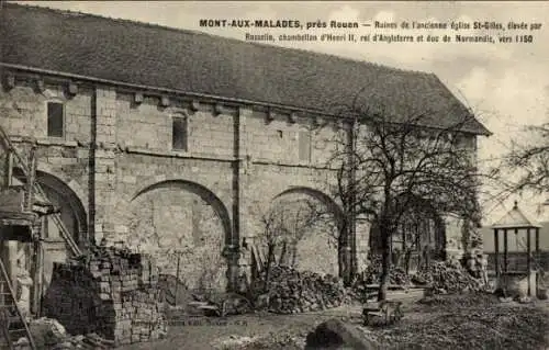 Ak Rouen Seine Maritime, Mont-Aux Malades, Ruines de l'ancienne eglise St-Gilles