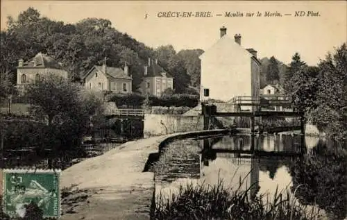 Ak Crécy en Brie Crécy la Chapelle Seine et Marne, Moulin sur le Morin